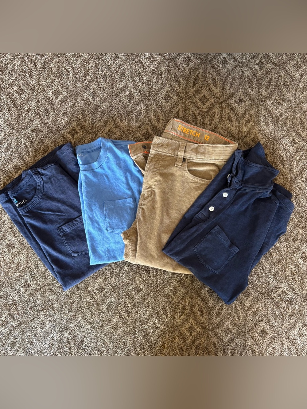 J crew kids size 12 boys bundle!! 4 pieces!! Three Tops and Tan corduroy pants